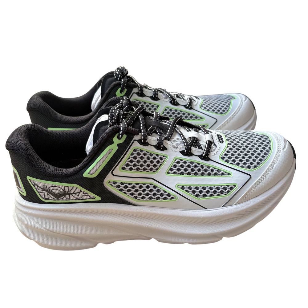 Hoka Clifton LS Black White‎ Lime Green Running Shoes 1155370 BWHT Men's 9 NWT